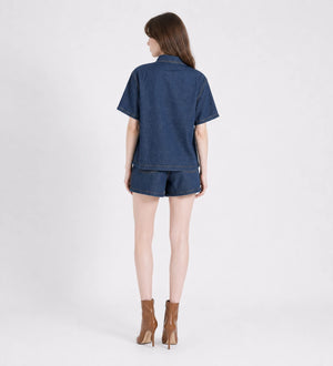 Relaxed Denim Shirt and Shorts Set WHD0607037