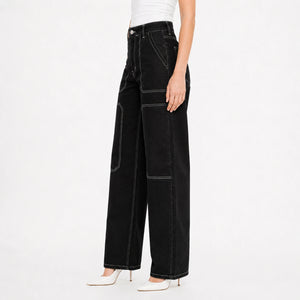 Contrast Stitch Wide Leg Utility Pants WHD0607042