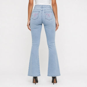 Bow Embroidered Flare Jeans WHD0607045
