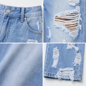 Extreme Distressed Wide Leg Jeans WHD0607047