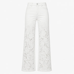 High Rise Floral Lace Wide Leg Jeans WHD0607050