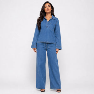 Relaxed Denim Wide Leg Set WHD0607072