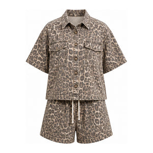 Utility Pocket Denim Shirt Shorts Set WHD0607077