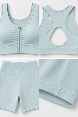 WEARHUB Polyester-Spandex Striped-Panel Active Shorts — product, details view