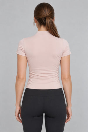 WEARHUB Polyester-Spandex Chinese-Inspired Short-Sleeve Active Top — Starry Black, back view