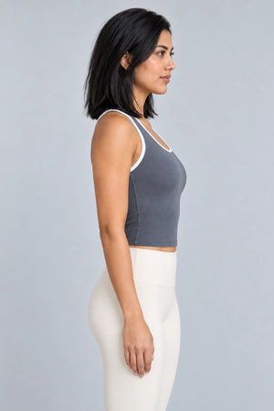 WEARHUB Polyester-Spandex Striped Racerback Active Tank — Black, side view