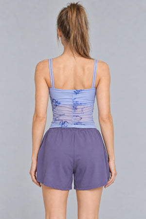 WEARHUB Polyester-Spandex Printed Mesh Active Tank — product, back view