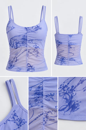 WEARHUB Polyester-Spandex Printed Mesh Active Tank — product, details view