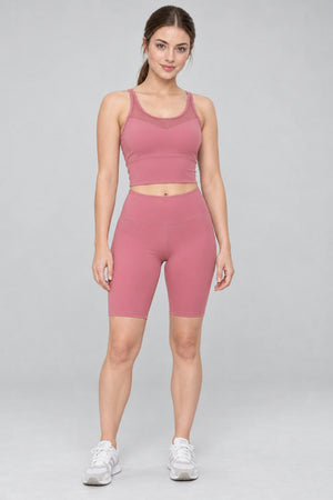 WEARHUB Polyester-Spandex Thin-Strap Mesh Sports Bra — Whale Blue, front view
