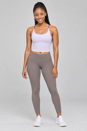 WEARHUB Polyester-Spandex Color-Block Spaghetti-Strap Sports Bra — Orchid Purple, color front view