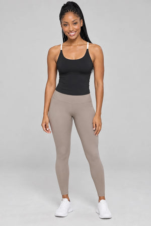 WEARHUB Polyester-Spandex Color-Block Spaghetti-Strap Sports Bra — Starry Black, color front view