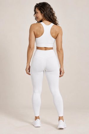 WEARHUB Polyester-Spandex Front-Zip Ruched Sports Bra — product, back view