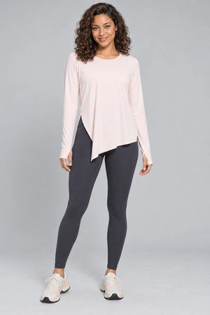 WEARHUB Polyester-Spandex Silky-Touch Relaxed Long-Sleeve Top — Black, front view