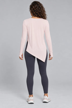 WEARHUB Polyester-Spandex Silky-Touch Relaxed Long-Sleeve Top — product, back view