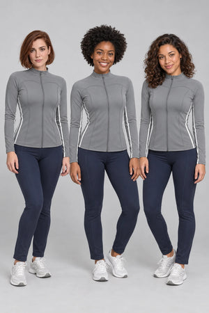 WEARHUB Polyester-Spandex Contour-Line Active Jacket — product, multiracial view