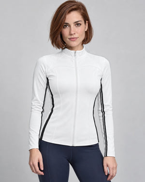 WEARHUB Polyester-Spandex Contour-Line Active Jacket — White, color front view