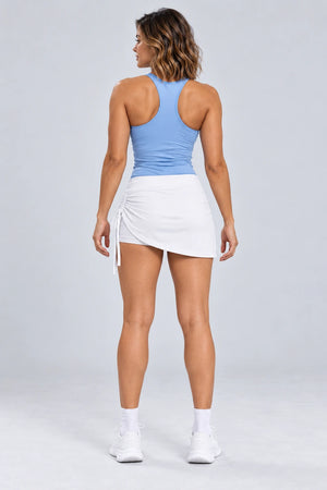 WEARHUB Polyester-Spandex Ruched Active Skirt — product, back view