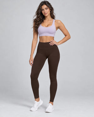 WEARHUB Nylon-Spandex Essential Active Pants — Coffee, color front view