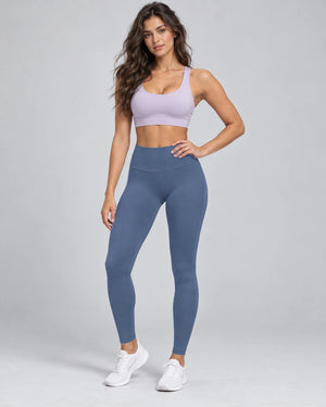 WEARHUB Nylon-Spandex Essential Active Pants — Denim Blue, color front view