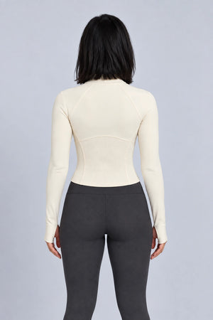 WEARHUB Nylon-Spandex Waist-Defining Active Jacket — product, back view