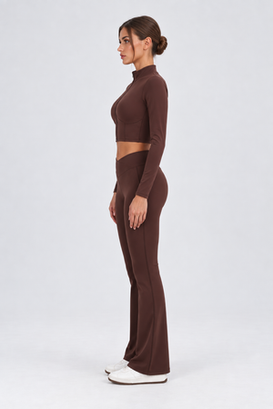 WEARHUB Nylon-Spandex Stretch Active Jacket — Dark Brown, side view