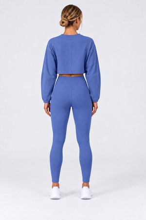 WEARHUB Nylon-Spandex Stretch Long-Sleeve Active Top — Grey Blue, back view