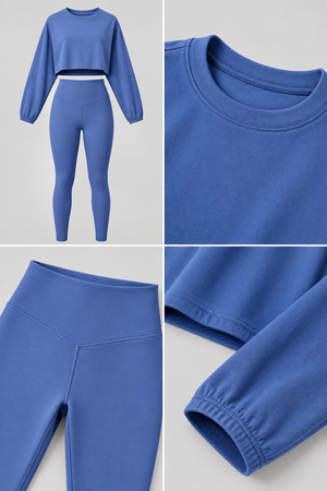 WEARHUB Nylon-Spandex Stretch Long-Sleeve Active Top — Grey Blue, fabric and stitching detail