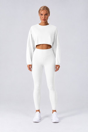 WEARHUB Nylon-Spandex Stretch Long-Sleeve Active Top — White, front view