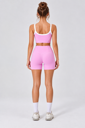 WEARHUB Nylon-Spandex Stretch Active Shorts — Pink, back view