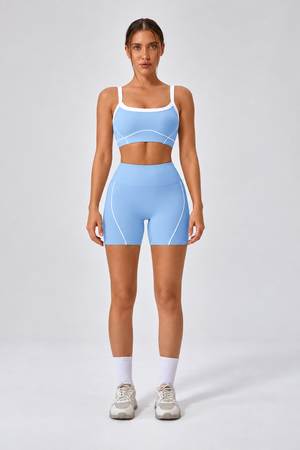 WEARHUB Nylon-Spandex Stretch Active Shorts — Light Blue, front view