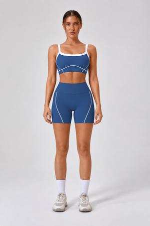 WEARHUB Nylon-Spandex Stretch Active Shorts — Dark Blue, front view