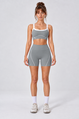 WEARHUB Nylon-Spandex Stretch Active Shorts — Heather Grey, front view