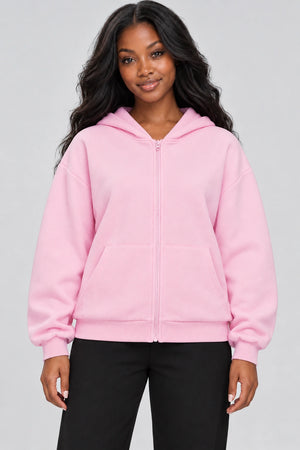 WEARHUB Cotton-Polyester Fleece Active Jacket — WHZ007 — Fallen Blossom Pink, color front view