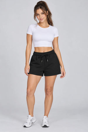 WEARHUB Cotton-Polyester Fleece Sweat Shorts — WHZ008 — Classic Black, front view