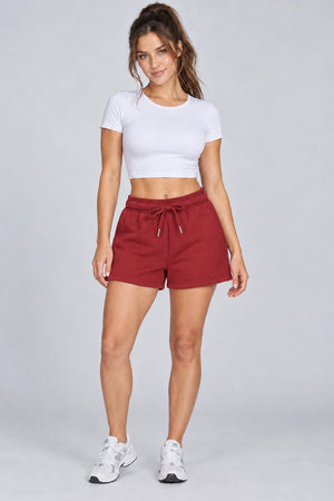 WEARHUB Cotton-Polyester Fleece Sweat Shorts — WHZ008 — Cherry Red, color front view