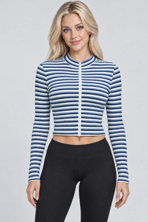 WEARHUB Polyester-Spandex Double-Sided Fleece Active Jacket — WHZ011 — Royal Blue and White, front view