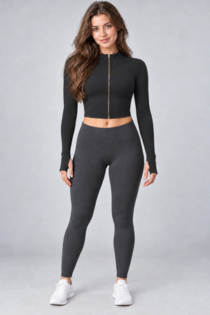 WEARHUB Nylon-Spandex Brushed Active Jacket — WHZ016 — Meteor Black, front view