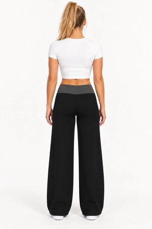 WEARHUB Nylon-Spandex Brushed Wide-Leg Yoga Pants — WHZ019 — product, back view