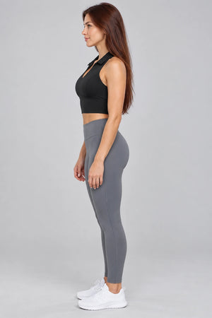 WEARHUB Nylon-Spandex Collared Brushed Active Tank — WHZ034 — product, side view