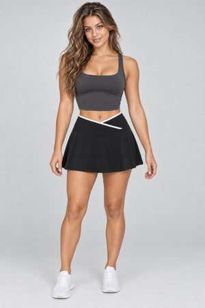 WEARHUB Nylon-Spandex Barely-There Active Skirt — WHZ037 — Classic Black, front view