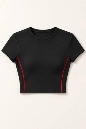 WEARHUB Nylon-Spandex Brushed Short-Sleeve Active Top — WHZ040 — product, details view