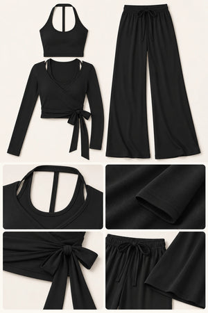 WEARHUB Polyester-Spandex Brushed Three-Piece Active Set — WHZ046 — product, details view