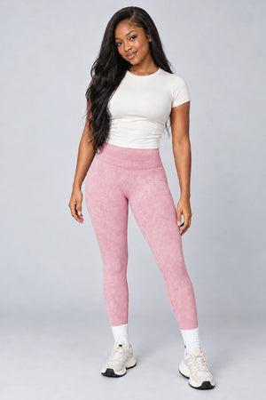 WEARHUB Nylon-Spandex Seamless Active Pants — WHZ047 — Dusty Leather Pink, color front view