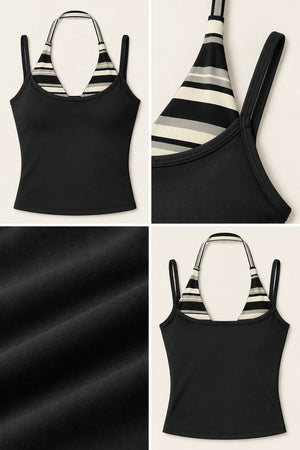 WEARHUB Polyester-Spandex Printed Active Tank — WHZ050 — product, details view