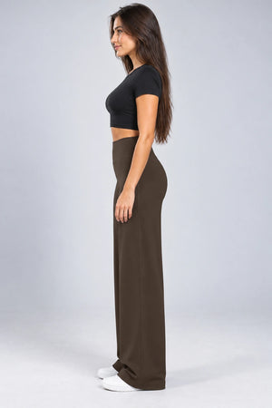 WEARHUB Nylon-Spandex Brushed Wide-Leg Yoga Pants — WHZ054 — product, side view