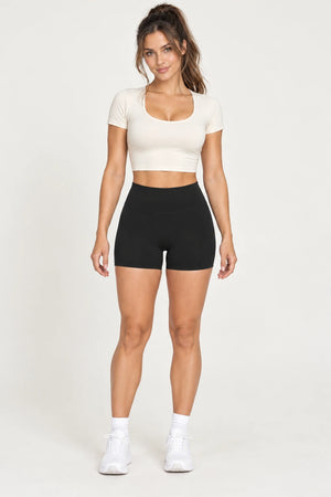 WEARHUB Nylon-Spandex Barely-There Active Shorts — WHZ061 — Classic Black, front view