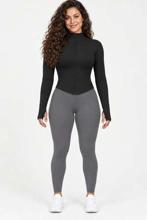 WEARHUB Nylon-Spandex Seamless Active Jacket — WHZ063 — Classic Black, front view