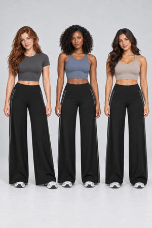 WEARHUB Nylon-Spandex Barely-There Wide-Leg Yoga Pants — WHZ066 — product, multiracial view