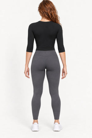WEARHUB Nylon-Spandex Brushed Mid-Sleeve Active Top — WHZ068 — product, back view