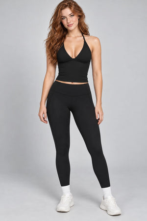 WEARHUB Nylon-Spandex Brushed Active Pants — WHZ092 — Black, front view